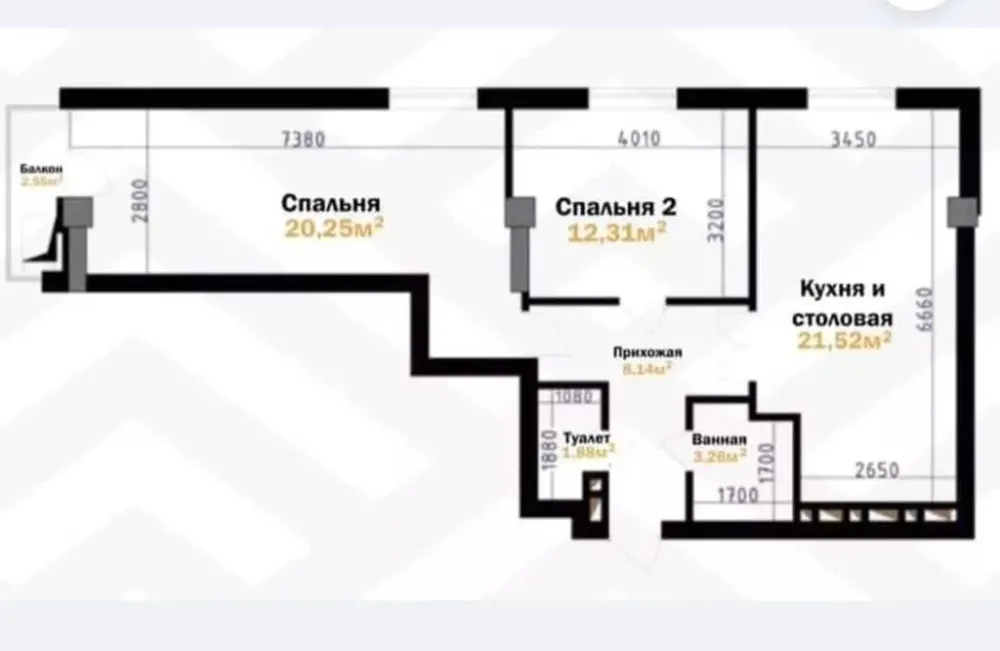 2 комнаты, 72 м², Элитка, 3 этаж, ПСО (под самоотделку) Бишкек - сүрөт 8