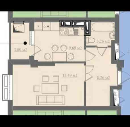 1 комната, 41 м², Элитка, 5 этаж, ПСО (под самоотделку) Бишкек