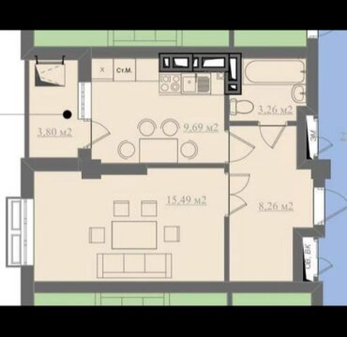 1 комната, 41 м², Элитка, 5 этаж, ПСО (под самоотделку) Бишкек - изображение 3