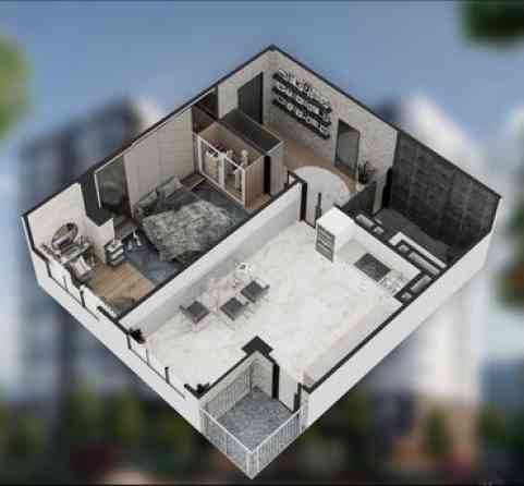 1 комната, 54 м², Элитка, 14 этаж, ПСО (под самоотделку) Бишкек