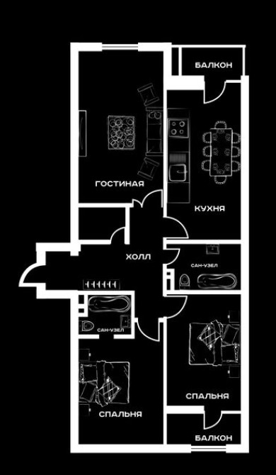 3 комнаты, 100 м², Элитка, 14 этаж, ПСО (под самоотделку) Бишкек - изображение 3
