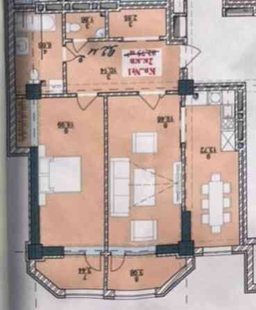 2 комнаты, 92 м², Элитка, 8 этаж, ПСО (под самоотделку) Бишкек