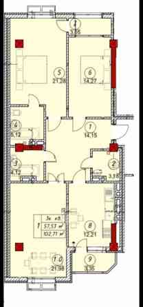 3 комнаты, 103 м², Элитка, 10 этаж, ПСО (под самоотделку) Бишкек