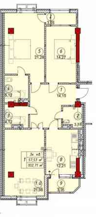 3 комнаты, 102 м², Элитка, 10 этаж, ПСО (под самоотделку) Бишкек