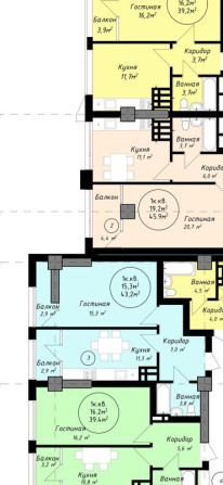1 комната, 44 м², Элитка, 2 этаж, ПСО (под самоотделку) Бишкек - изображение 2