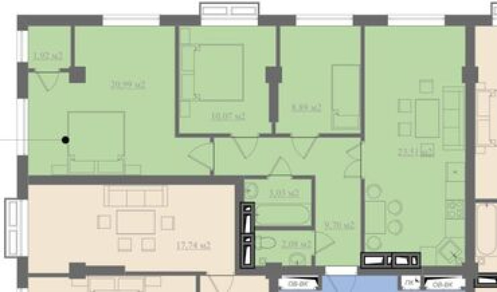 4 комнаты, 80 м², Элитка, 4 этаж, ПСО (под самоотделку) Бишкек - изображение 2