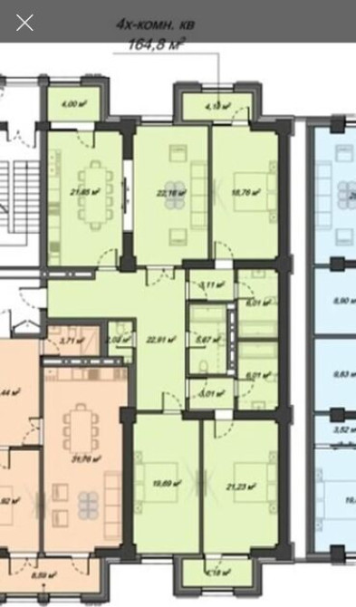 4 комнаты, 164 м², Элитка, 3 этаж, ПСО (под самоотделку) Бишкек - сүрөт 4