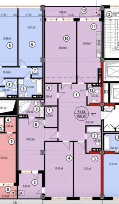 4 комнаты, 167 м², Элитка, 11 этаж, ПСО (под самоотделку) Бишкек - сүрөт 2