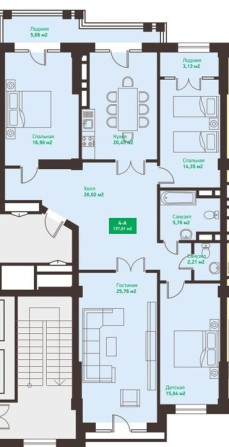 4 комнаты, 138 м², Элитка, 14 этаж, ПСО (под самоотделку) Бишкек - изображение 6