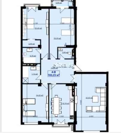 4 комнаты, 181 м², Элитка, 8 этаж, ПСО (под самоотделку) Бишкек