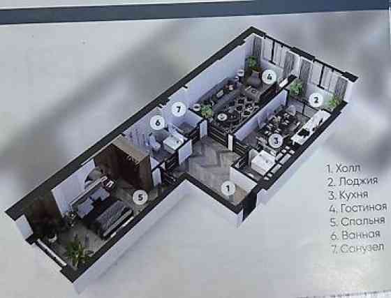 Продается новая 2-комнатная большая светлая квартира! 67.2 м², 11 этаж, Бишкек
