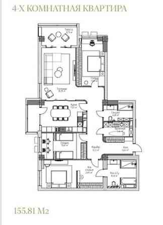 4 комнаты, 156 м², Элитка, 4 этаж, Готовая ПСО (под самоотделку) Бишкек