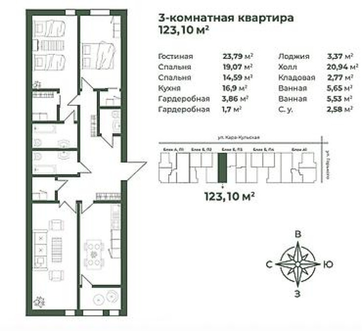 3 комнаты, 123 м², Элитка, 7 этаж, Готовая ПСО (под самоотделку) Bishkek - photo 2