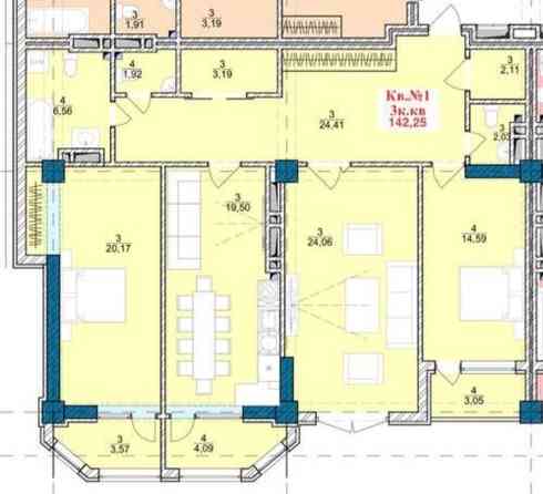 3 комнаты, 142 м², Элитка, 8 этаж, Готовая ПСО (под самоотделку) Bishkek