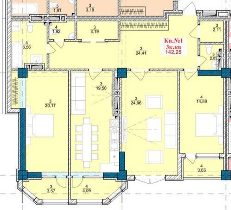 3 комнаты, 142 м², Элитка, 8 этаж, Готовая ПСО (под самоотделку) Bishkek - photo 1