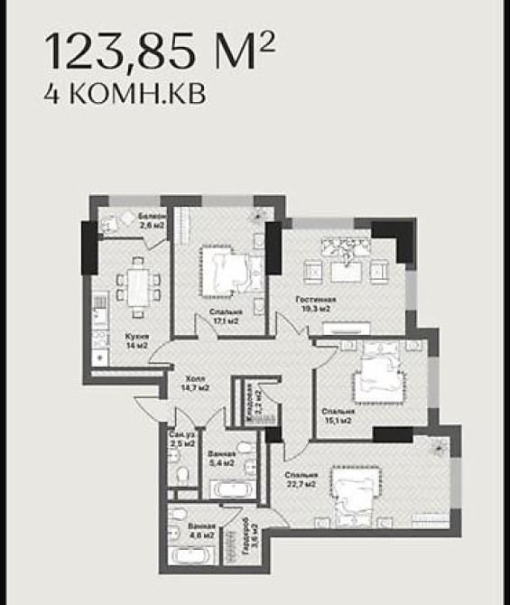 4 комнаты, 124 м², Элитка, 20 этаж, Готовая ПСО (под самоотделку) Bishkek - photo 1