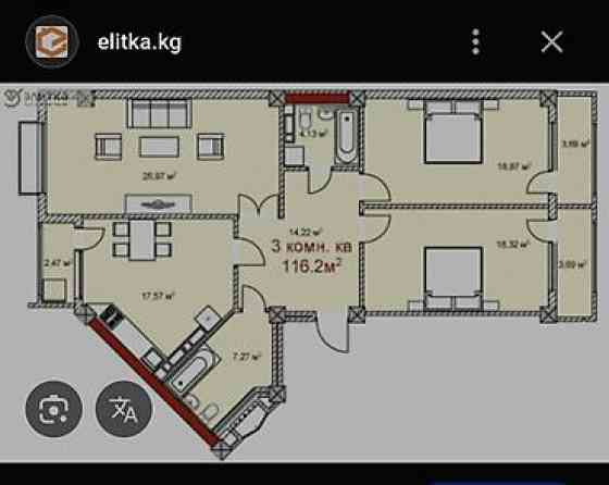 3 комнаты, 121 м², Элитка, 4 этаж, Евроремонт Бишкек