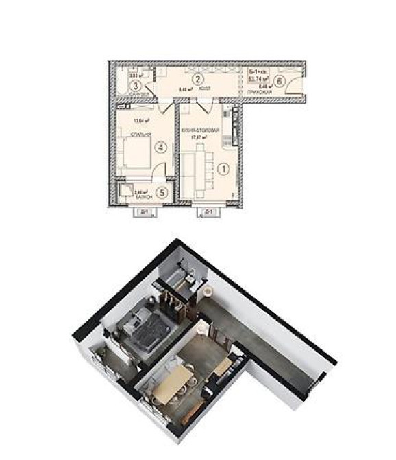 1 комната, 53 м², Индивидуалка, 12 этаж, Косметический ремонт Бишкек - изображение 1