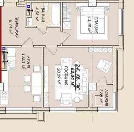 2 комнаты, 61 м², Элитка, 4 этаж Бишкек