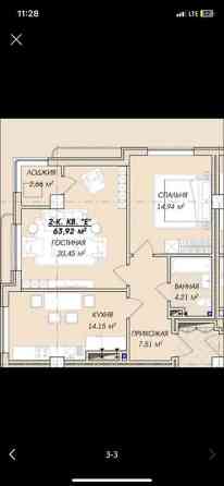 2 комнаты, 64 м², Элитка, 10 этаж, ПСО (под самоотделку) Бишкек