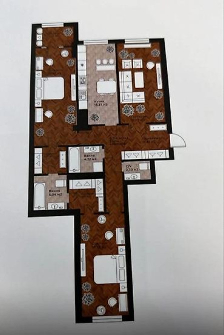 3 комнаты, 117 м², Элитка, 3 этаж, ПСО (под самоотделку) Бишкек - изображение 5