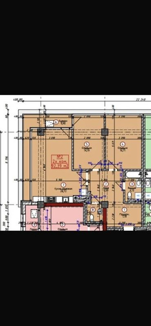 3 комнаты, 93 м², 7 этаж, ПСО (под самоотделку) Бишкек - изображение 1