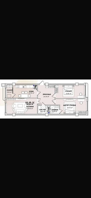 3 комнаты, 94 м², Элитка, 3 этаж, ПСО (под самоотделку) Бишкек - изображение 2