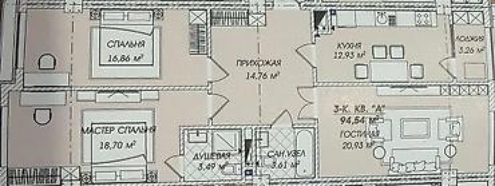 3 комнаты, 97 м², Элитка, 13 этаж, ПСО (под самоотделку) Бишкек - изображение 2