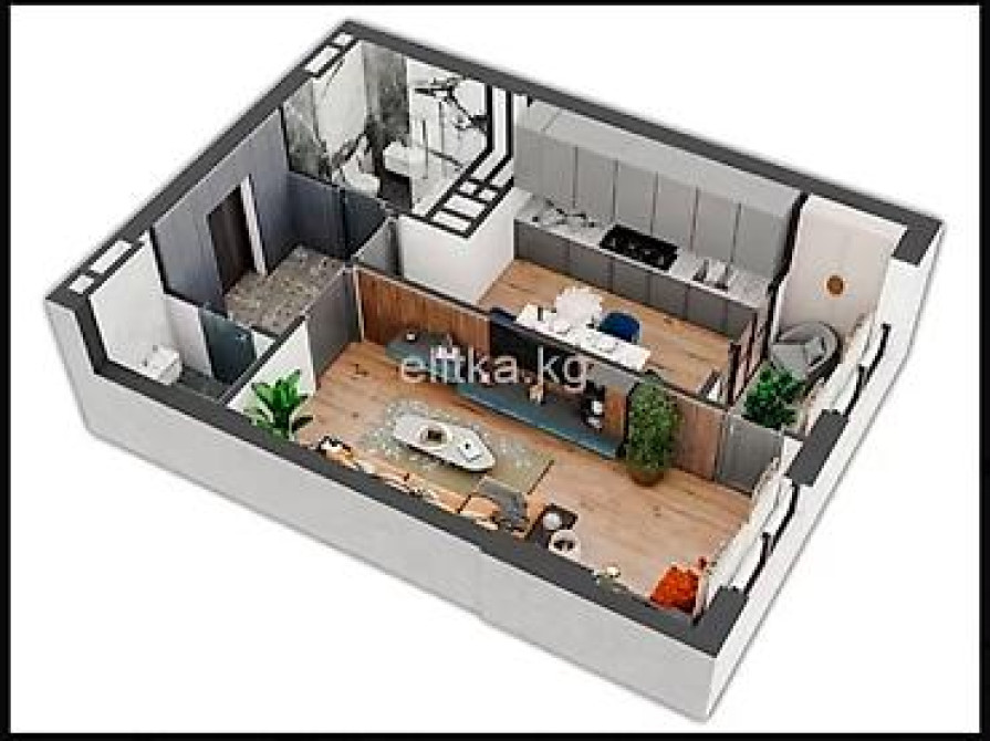 1 комната, 48 м², БГУ Элитка, 7 этаж, ПСО (под самоотделку) Bishkek - photo 10