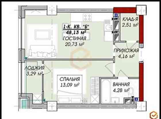 1 комната, 48 м², БГУ Элитка, 18 этаж Bishkek
