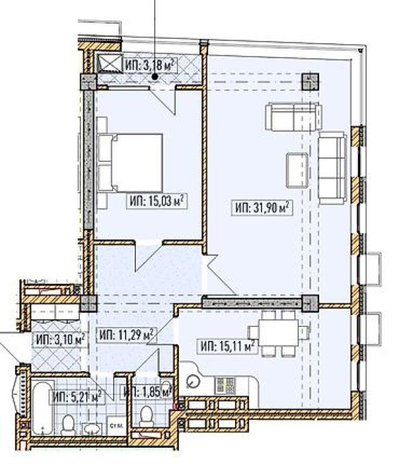 2 комнаты, 87 м², АУЦА Элитка, 7 этаж, ПСО (под самоотделку) Bishkek - photo 5
