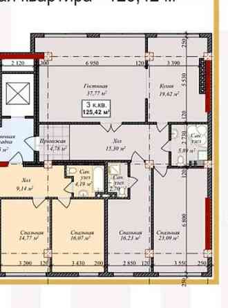 3 комнаты, 125 м², АУЦА Элитка, 3 этаж, ПСО (под самоотделку) Bishkek