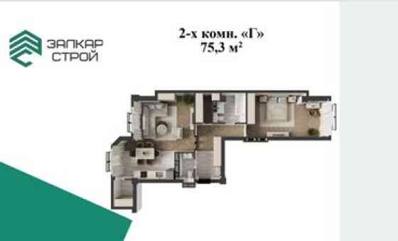 2 комнаты, 76 м², Элитка, 7 этаж, ПСО (под самоотделку) Бишкек