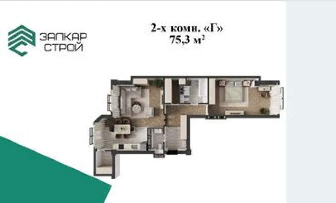2 комнаты, 76 м², Элитка, 7 этаж, ПСО (под самоотделку) Бишкек - сүрөт 2