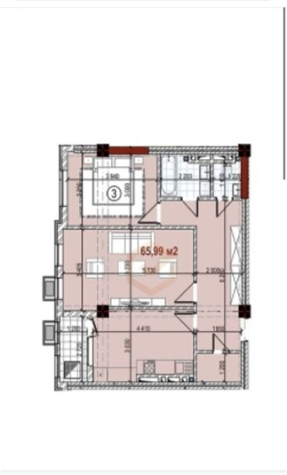 2 комнаты, 66 м², Элитка, 8 этаж, ПСО (под самоотделку) Bishkek - photo 2