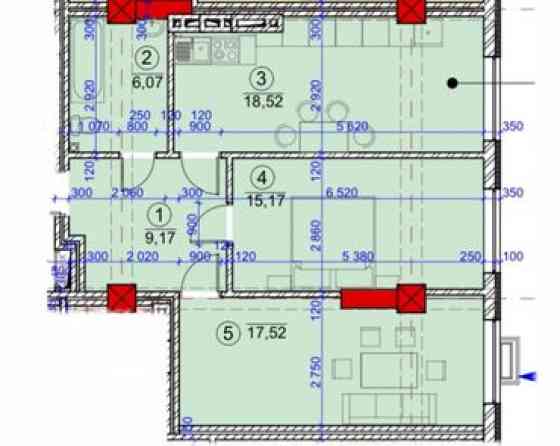 2 комнаты, 67 м², Элитка, 5 этаж, ПСО (под самоотделку) Бишкек