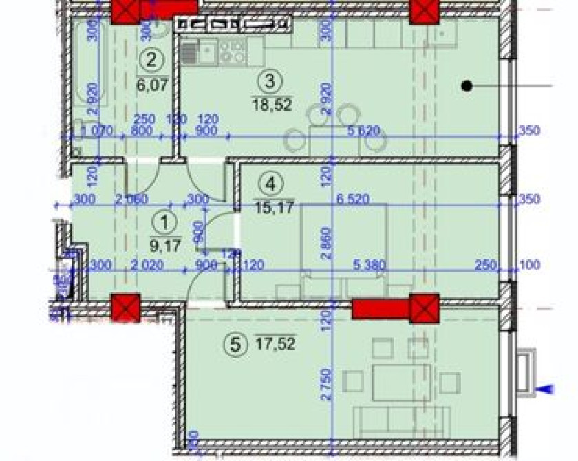 2 комнаты, 67 м², Элитка, 5 этаж, ПСО (под самоотделку) Бишкек - сүрөт 2