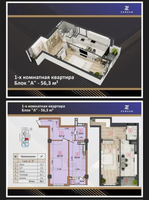 1 комната, 56 м², Элитка, 10 этаж, ПСО (под самоотделку) Бишкек - сүрөт 2