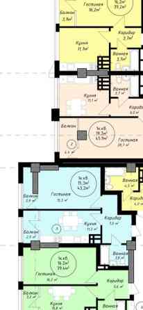 1 комната, 44 м², Элитка, 2 этаж, ПСО (под самоотделку) Бишкек