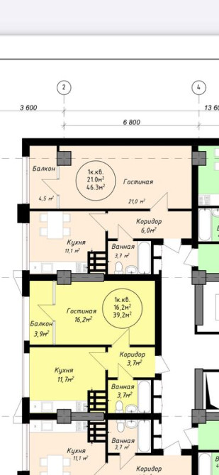 1 комната, 47 м², Элитка, 2 этаж, ПСО (под самоотделку) Бишкек - изображение 1