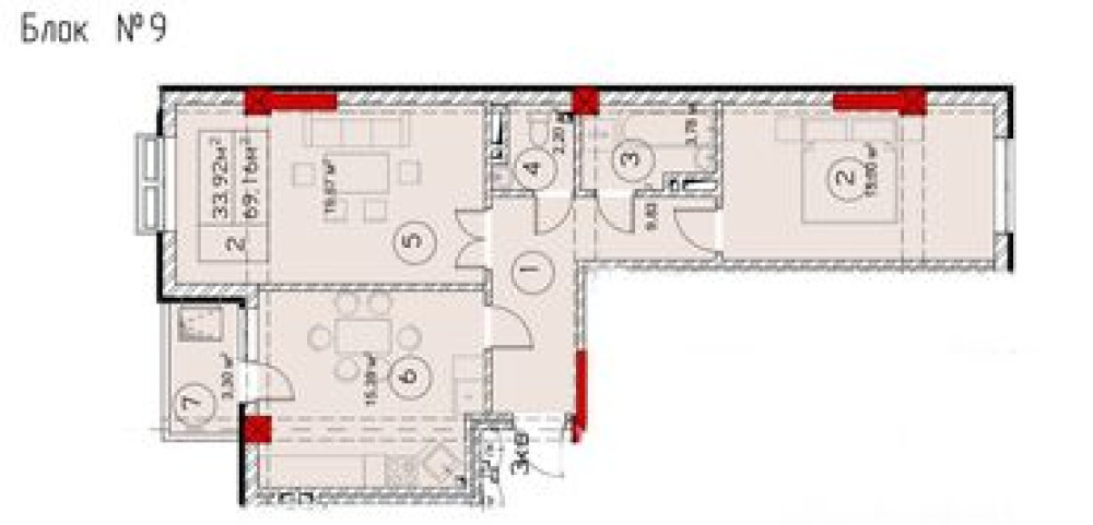 2 комнаты, 70 м², Элитка, 2 этаж, ПСО (под самоотделку) Бишкек - сүрөт 7