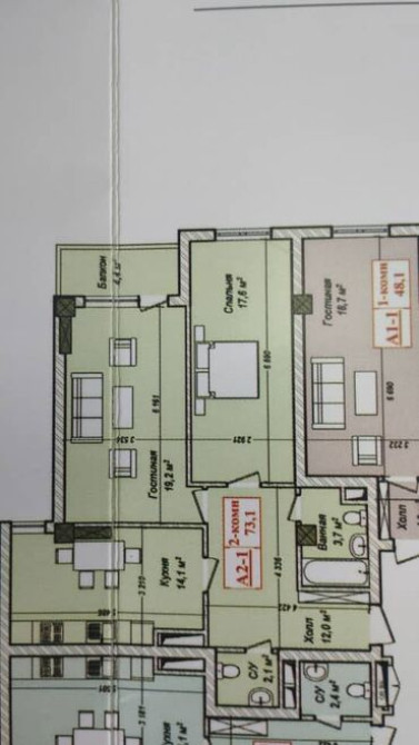 2 комнаты, 73 м², Элитка, 7 этаж, ПСО (под самоотделку) Bishkek - photo 2