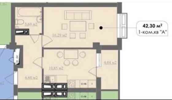 1 комната, 42 м², Элитка, 9 этаж, ПСО (под самоотделку) Бишкек