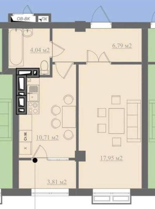 1 комната, 43 м², Элитка, 10 этаж, ПСО (под самоотделку) Bishkek - photo 4