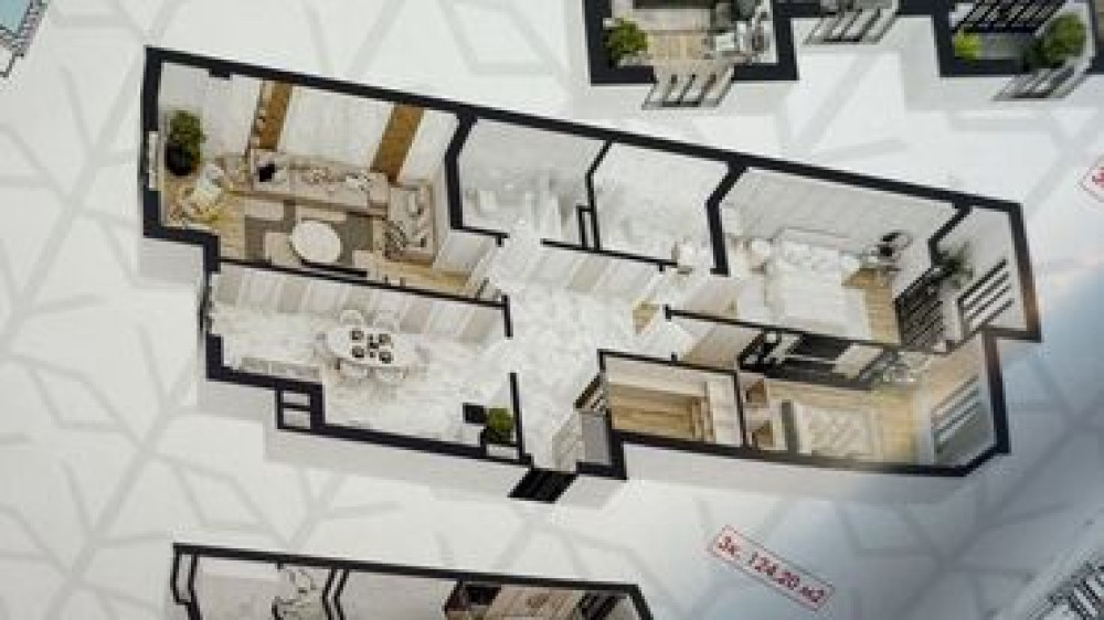 3 комнаты, 124 м², Элитка, 3 этаж, ПСО (под самоотделку) Бишкек - изображение 3