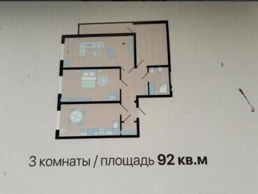 3 комнаты, 92 м², Элитка, 9 этаж, ПСО (под самоотделку) Бишкек - сүрөт 1
